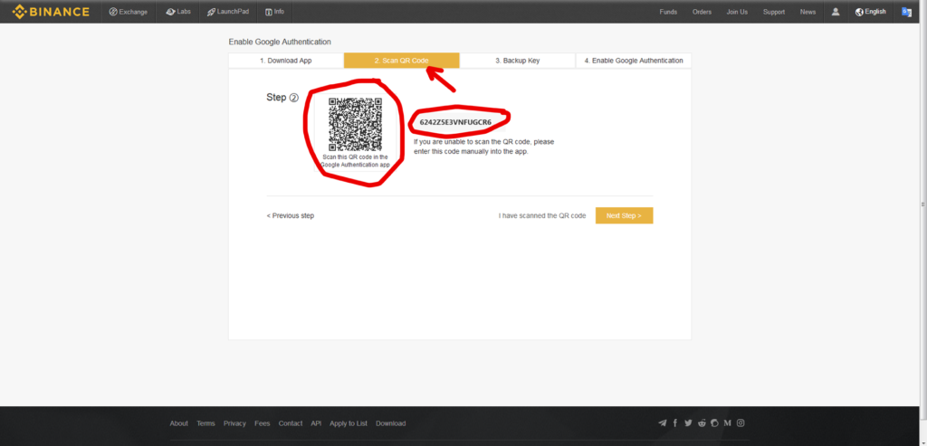 binance nastavení autetifikace - kód pro obnovu aplikaci  Google Authenticator