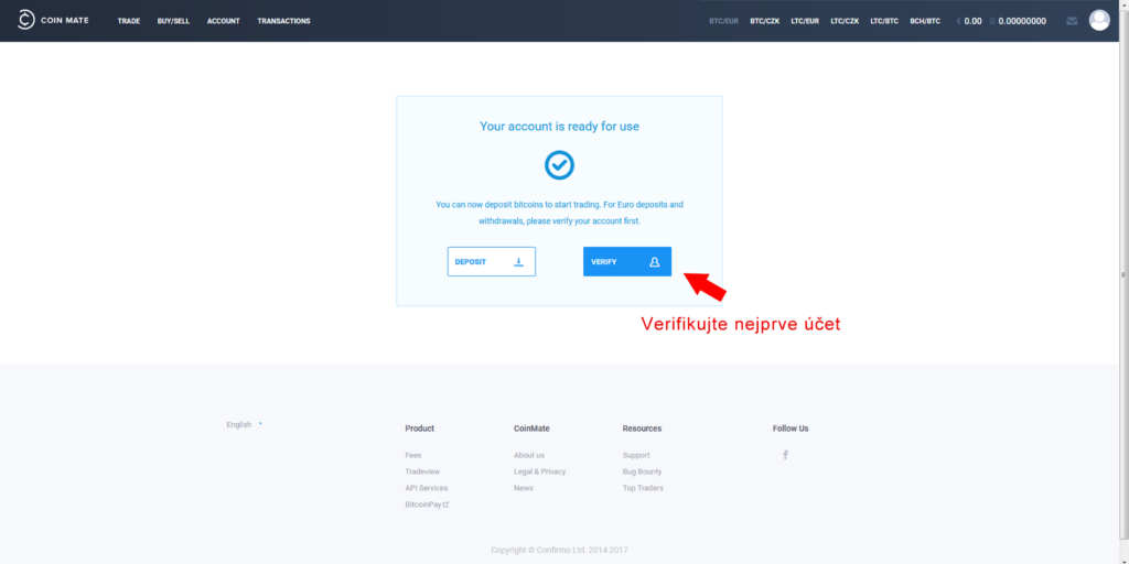coinmate verifikace účtu