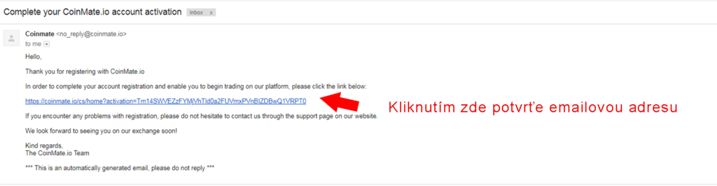 coinmate potvrzeni emailu